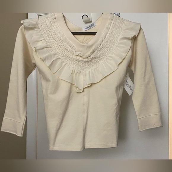 NWT Moderne Childe Ruffled Cream Long Sleeve 7Y - Picture 1 of 6